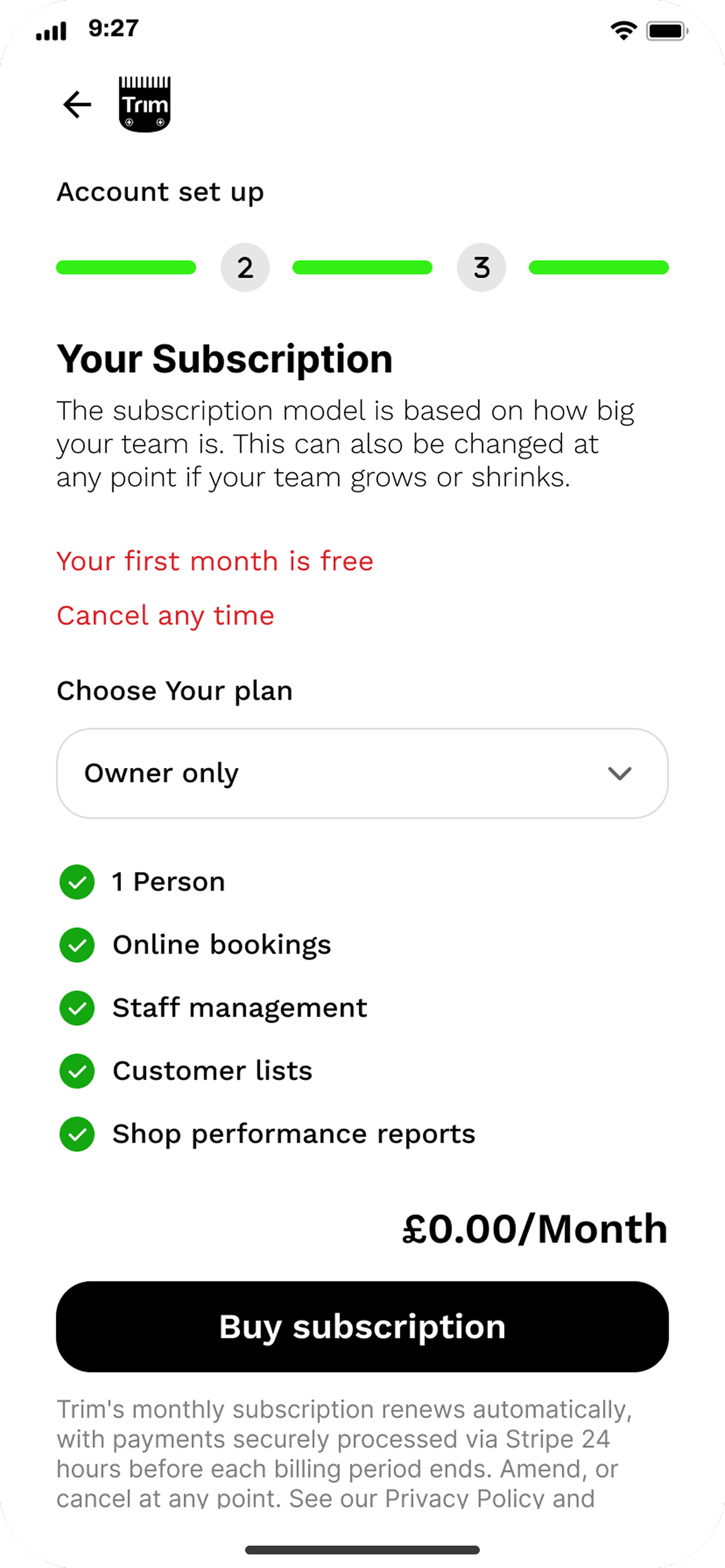 Trim Business subscription